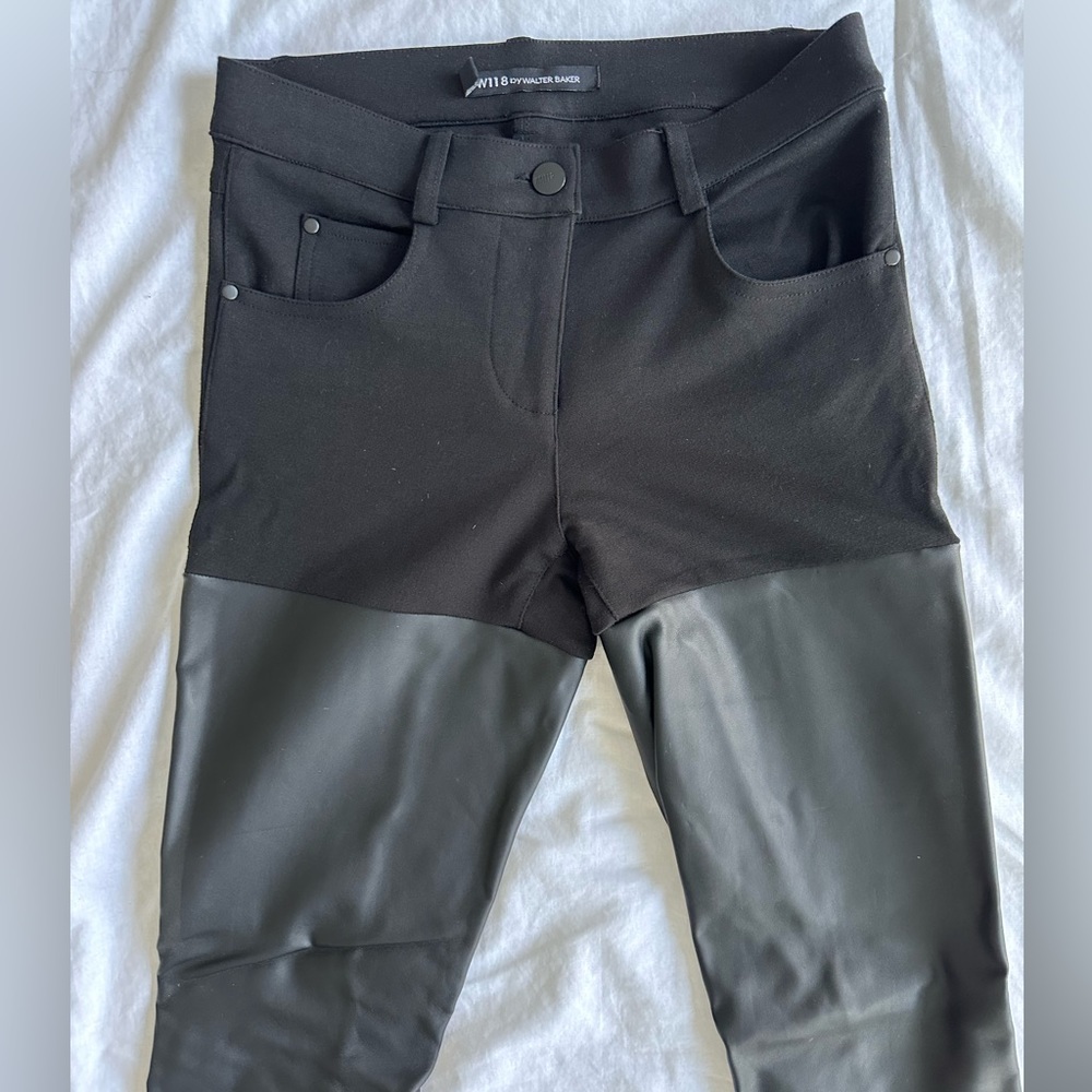 NWOT W118 By Walter Baker Knit Faux Leather Splice Mixed Media Leggings Pants XS